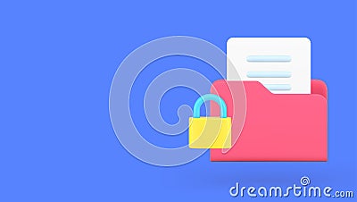 Document data folder archive storage protection business file organizing 3d icon realistic vector Vector Illustration