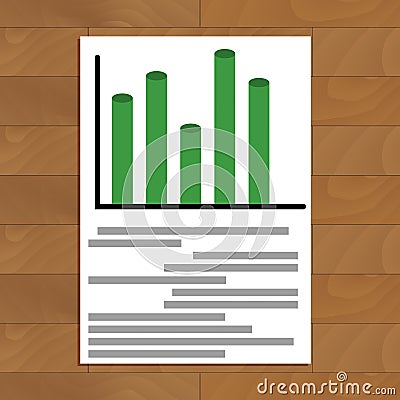 Document with diagramm Vector Illustration