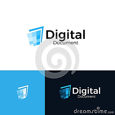 Document digitalization service abstract logo concept, document to digital converter icon. Vector isolated Logo templete Vector Illustration