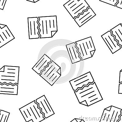 Document error icon in flat style. Broken report vector illustration on white isolated background. Damaged seamless pattern Vector Illustration