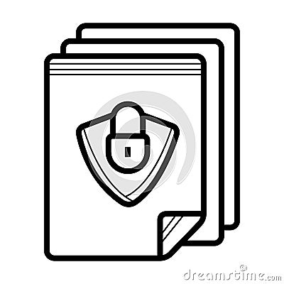 Document file lock locked page icon Cartoon Illustration