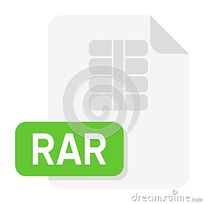 Document File Rar Modern Icon on White Vector Illustration