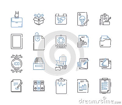 Document flow outline icons collection. Document, Flow, Management, Automation, Tracking, Log, System vector and Vector Illustration
