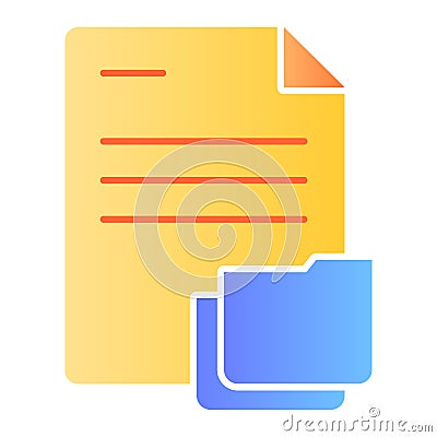 Document with folder flat icon. Papers in folder color icons in trendy flat style. Lists gradient style design, designed Vector Illustration