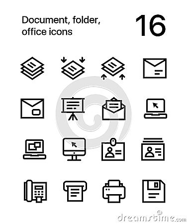 Document, folder, office icons for web and mobile design pack 4 Vector Illustration