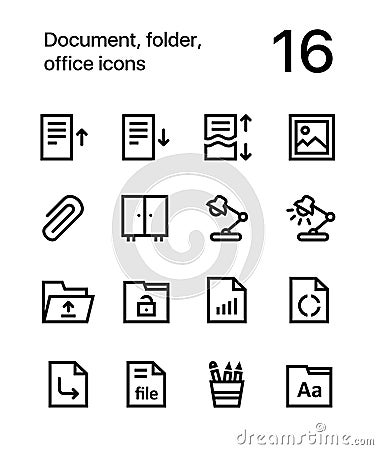 Document, folder, office icons for web and mobile design pack 2 Vector Illustration