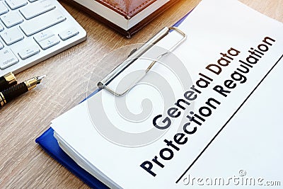 Document General Data Protection Regulation GDPR on a desk. Stock Photo