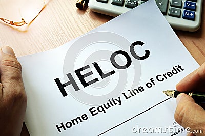 Document HELOC Home equity line of credit. Stock Photo