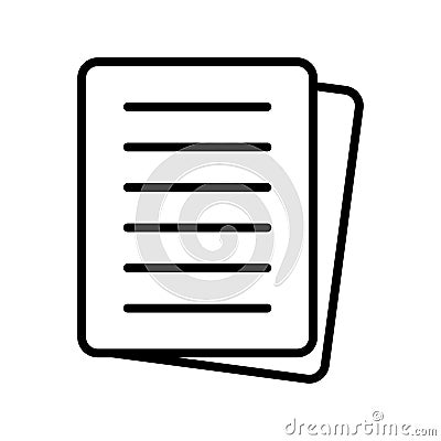Document icon. File, text document, a sheet of paper document. Vector Illustration