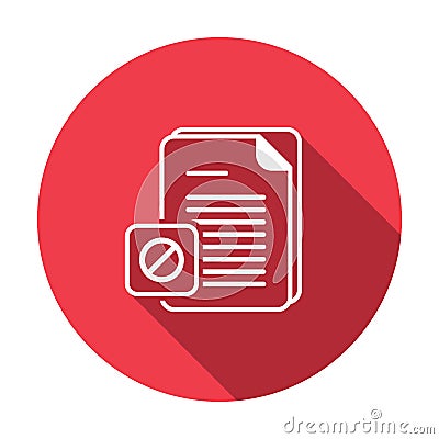 Document icon with not allowed sign. Document icon and block, forbidden, prohibit symbol. Vector icon Vector Illustration