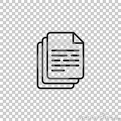 Document icon vector illustration. Paper sheet simple pictogram Vector Illustration