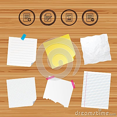 Document icons. File with chart graph. Vector Illustration