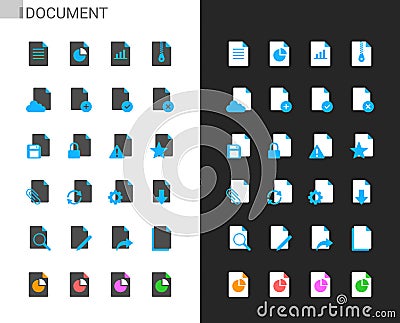 Document icons light and dark theme Vector Illustration