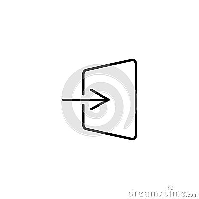 Document import line icon inside circle, arrow right inside, black outline, line icons. eps 10 Vector Illustration