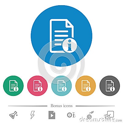 Document info flat round icons Vector Illustration