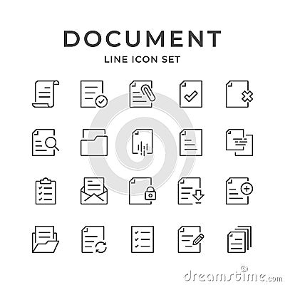 Document Line Icons Set. Editable Stroke. Vector Illustration