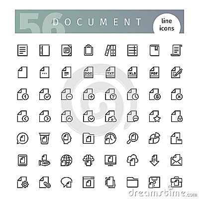 Document Line Icons Set Vector Illustration