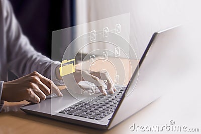 Document management, organization of corporate data, document display, efficient online document record management Stock Photo