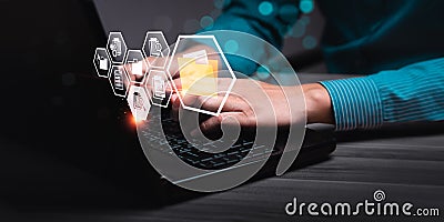 document management system concept. Enterprise content management, Digital asset management, Document imaging, Workflow, Records Stock Photo