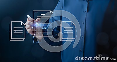 Document management system. DMS, document management system concept. Stock Photo