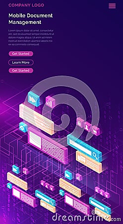 Document manager business isometric concept Vector Illustration