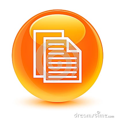 Document pages icon glassy orange round button Cartoon Illustration