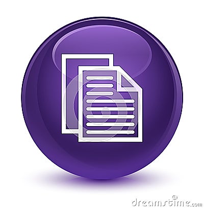 Document pages icon glassy purple round button Cartoon Illustration