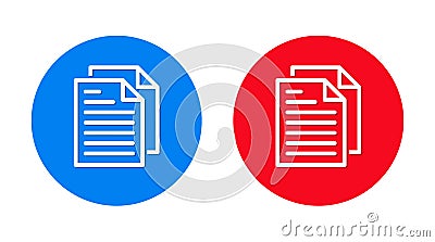 Document pages icon flat trendy round button set Vector Illustration