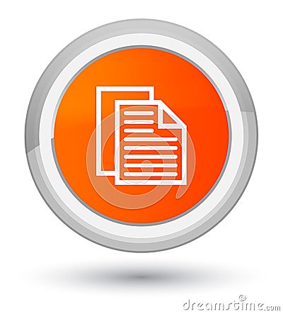 Document pages icon prime orange round button Cartoon Illustration