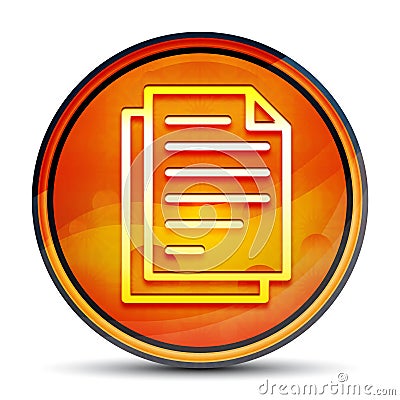 Document pages icon shiny bright orange round button illustration Cartoon Illustration