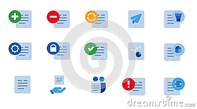 Document paper page doc sharing icon set collection grey isolated file management design isolated Vector Illustration