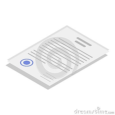 Document papers icon, isometric style Vector Illustration