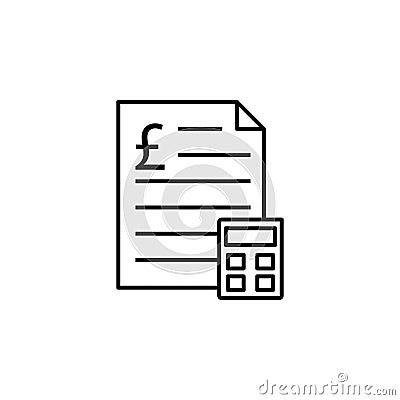 Document, pound, calculator icon. Element of finance illustration. Signs and symbols icon can be used for web, logo, mobile app, Vector Illustration