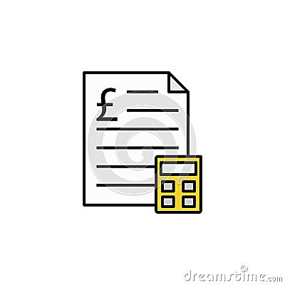document, pound, calculator icon. Element of finance illustration. Signs and symbols icon can be used for web, logo, mobile app, Cartoon Illustration