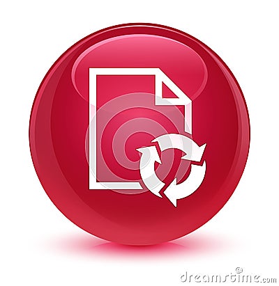 Document process icon glassy pink round button Cartoon Illustration