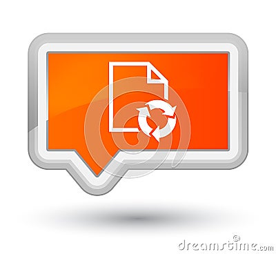 Document process icon prime orange banner button Cartoon Illustration