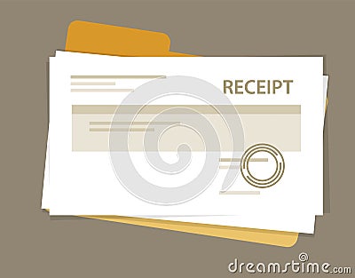 Document receipt paper pile vector book keeping file folder Vector Illustration