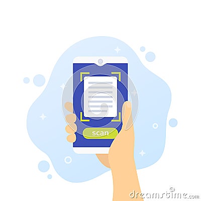 document scan in mobile app, vector icon Vector Illustration