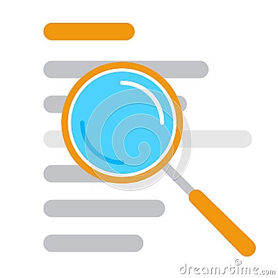 Document search icon isolated on white background, file search with magnifying glass, scrutiny document plan business concept Vector Illustration