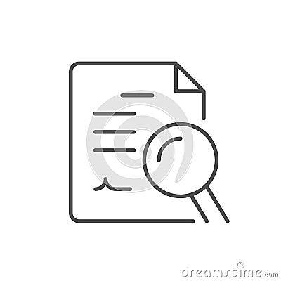 Document search line outline icon Vector Illustration