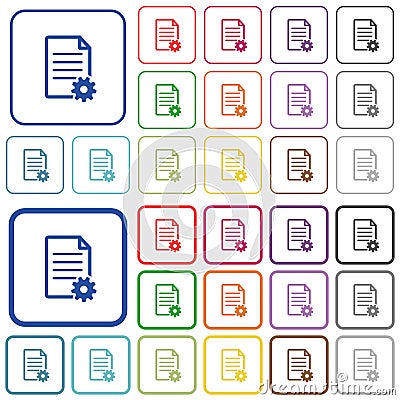 Document setup concept with cogwheel outlined flat color ico Stock Photo