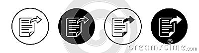 Document share icon set. Send and export file vector symbol in a black filled and outlined style. Business Document share and Vector Illustration