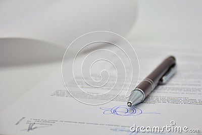 Document signed with a pen, contract Stock Photo