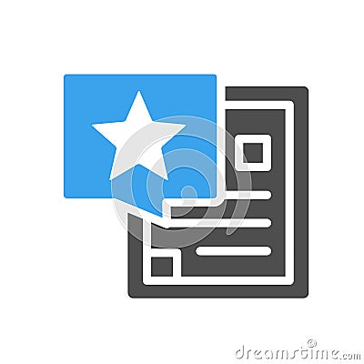 Document with star in speech bubble colored icon. Positive feedback, approvement, customer satisfaction symbol Vector Illustration