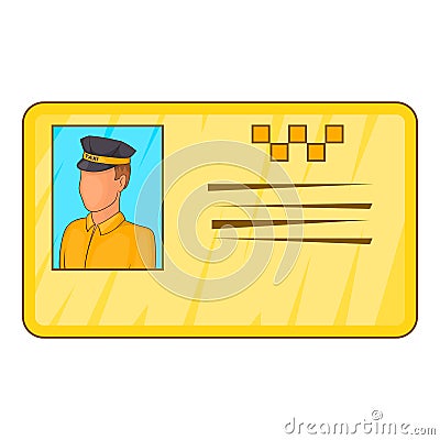 Document taxi driver icon, cartoon style Vector Illustration