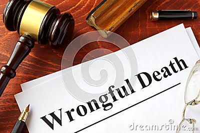 Document with title Wrongful Death. Stock Photo