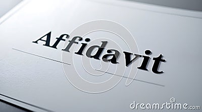 Document titled Affidavit displayed on a plain page with focus on text elements Stock Photo