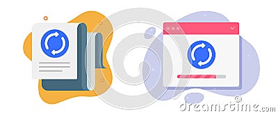 Document update renew icon vector, internet web service upgrade setup graphic illustration set, digital virtual website software Vector Illustration