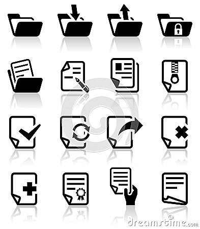 Document vector icons set on gray. Vector Illustration