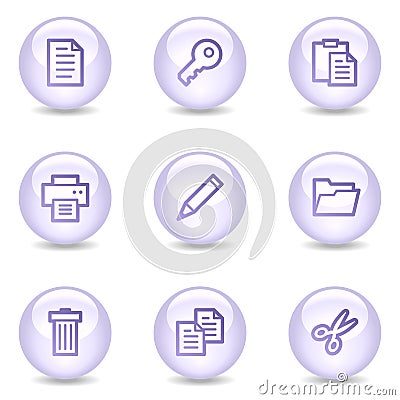 Document web icons, glossy pearl series Vector Illustration
